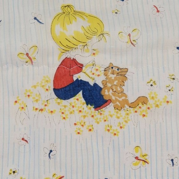 Vintage Baby Bassinet Comforter Blanket Blonde Gir - Picture 3 of 8